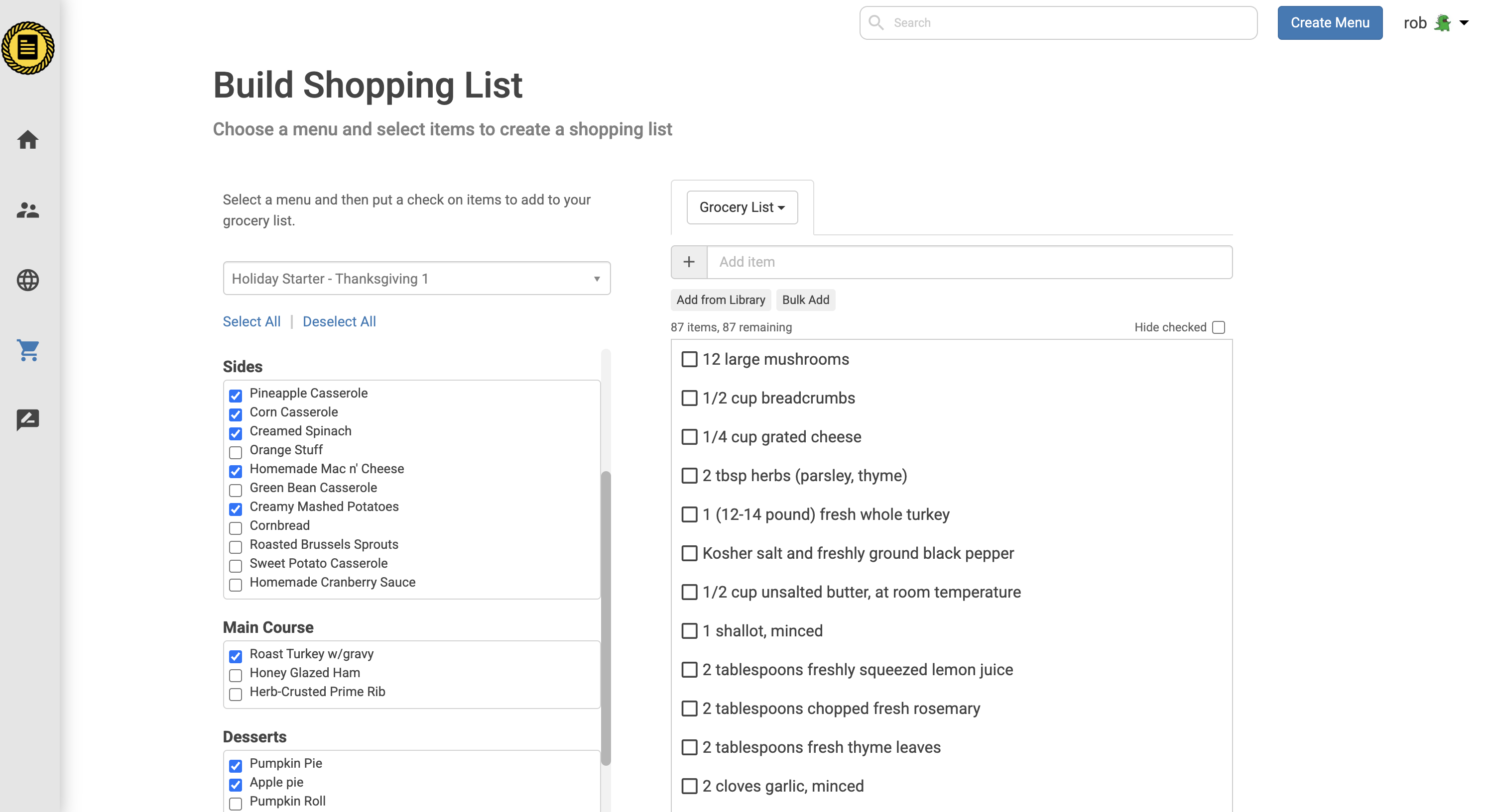 Grocery List Grocery List